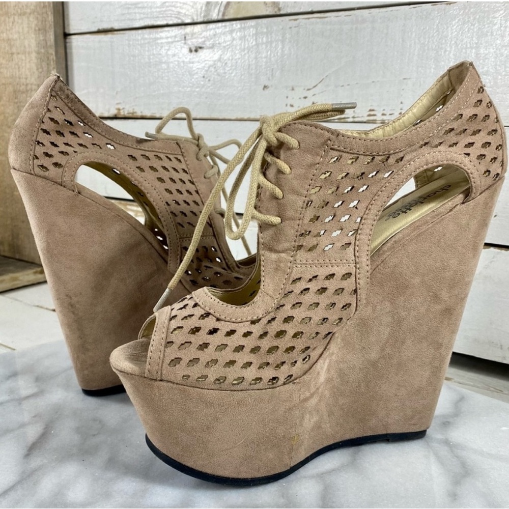 Charlotte Russe Suede Open Toe Wedges